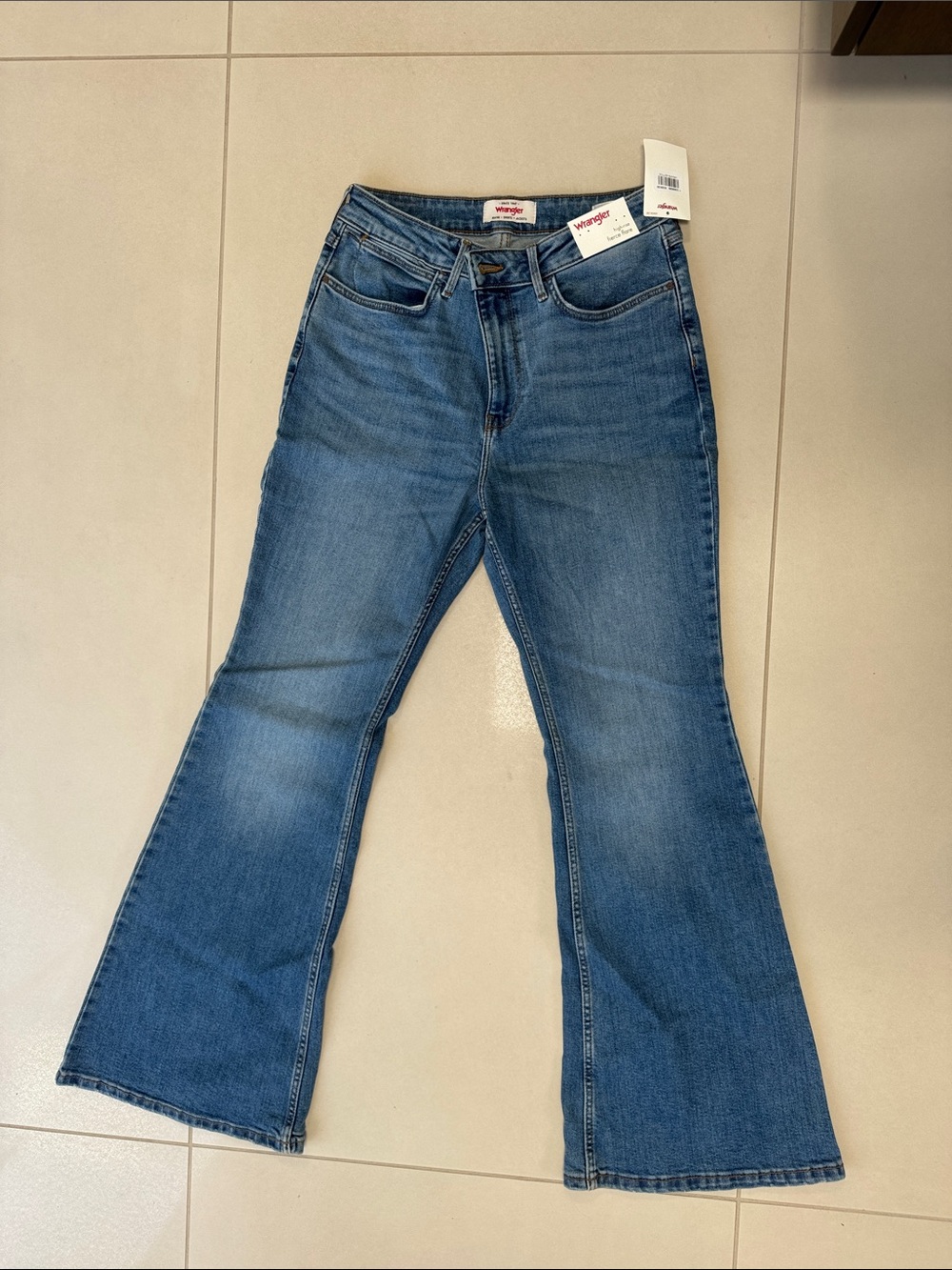 Wrangler Blue Flare Jeans with Multicolor Embroidered Pockets - Picture 2 of 4